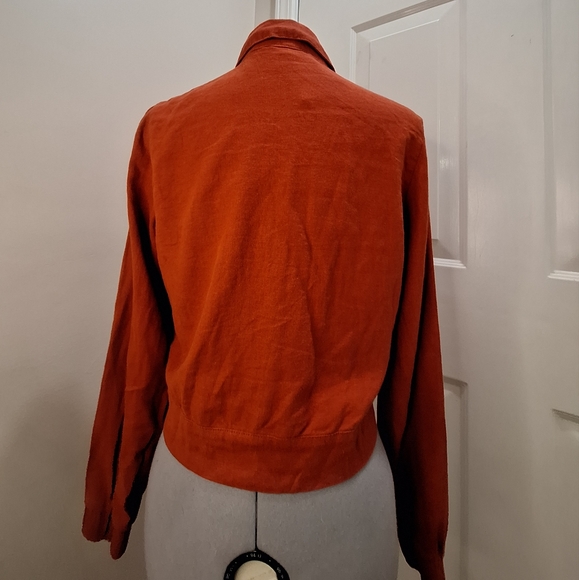 Cisono Linen Collection Tarra Cotta Colored Cropped Jacket.      Size Small - Picture 3 of 6